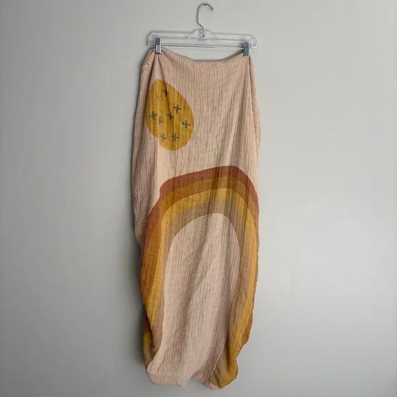 Coveted Clothing Earthy Tones Sun & Rainbow Crib Bedding Sheet - Picture 1 of 4